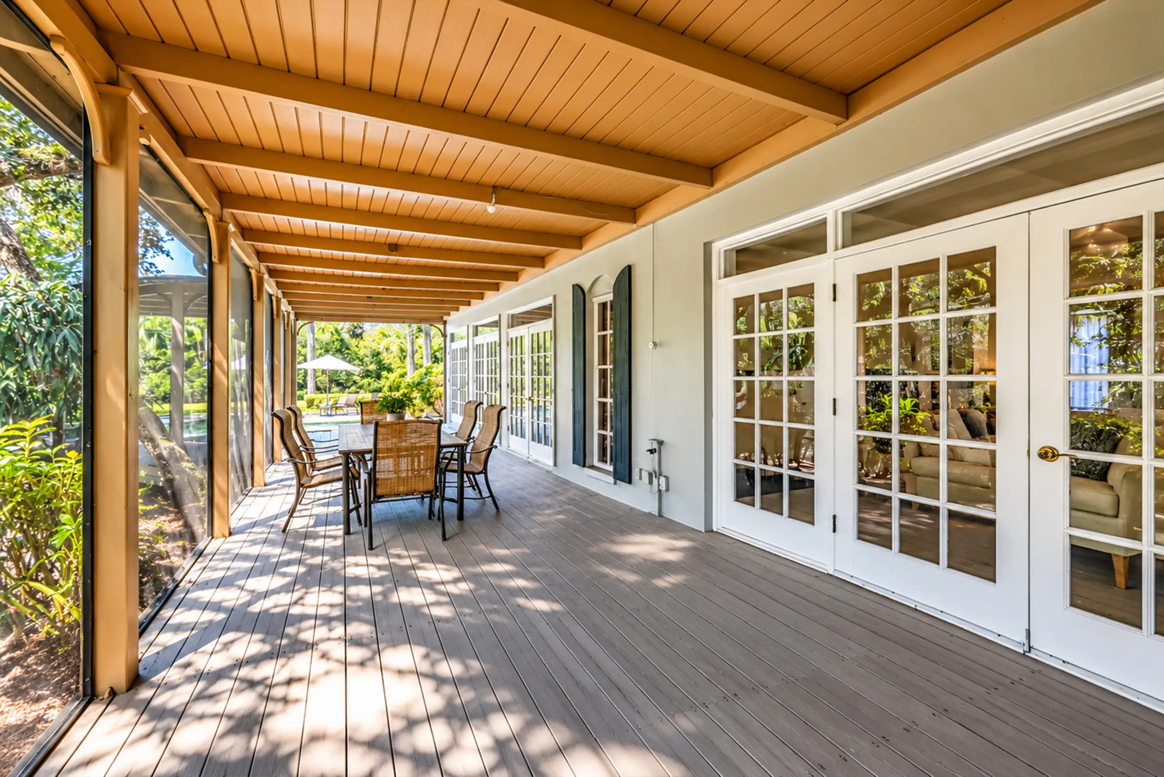 Covered lanai with French doors
